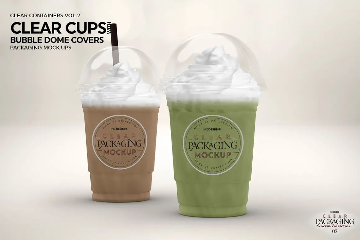 Clear Cups with Dome Covers Mockup
