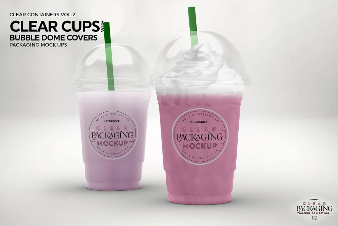 Clear Cups with Dome Covers Mockup