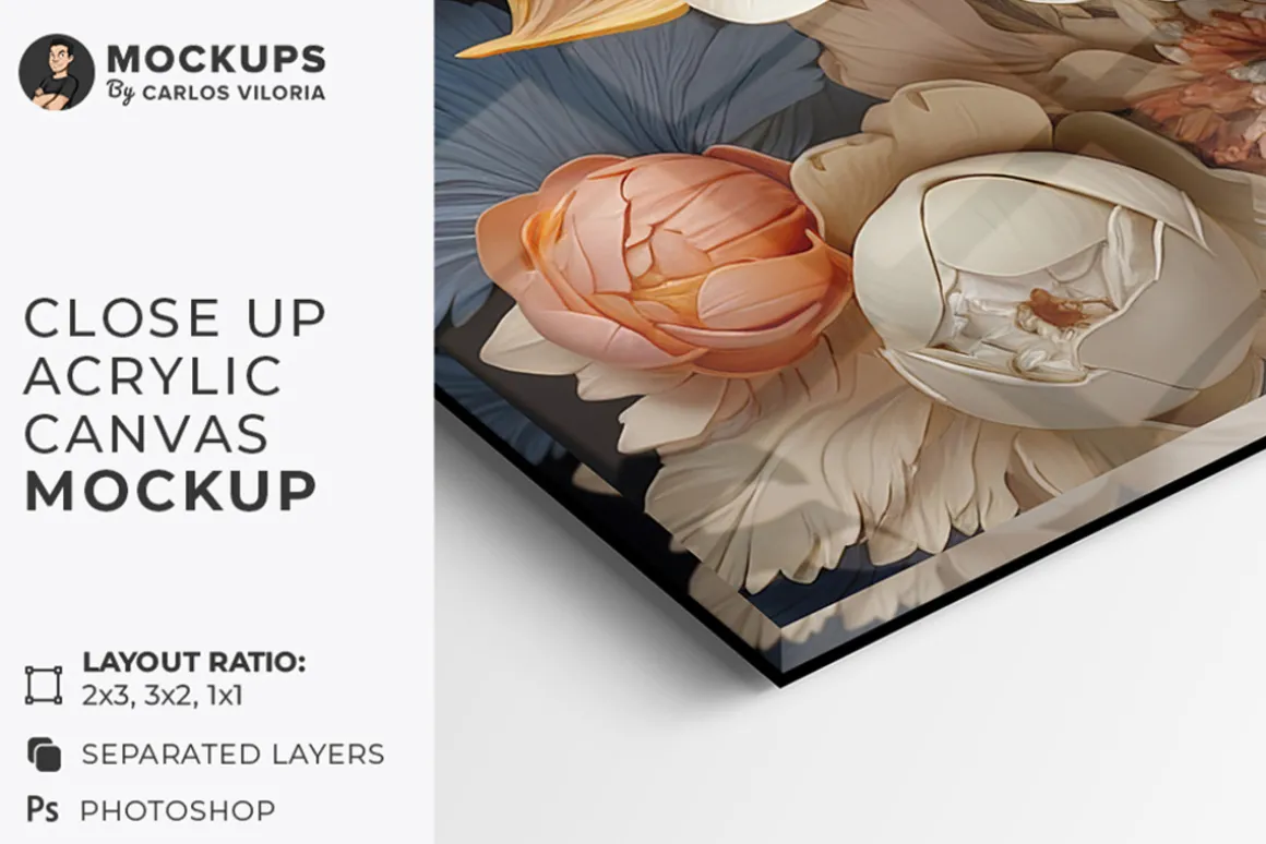 Close Up Acrylic Canvas Mockup 002