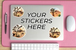 Closed Laptop Stickers Mockup PSD