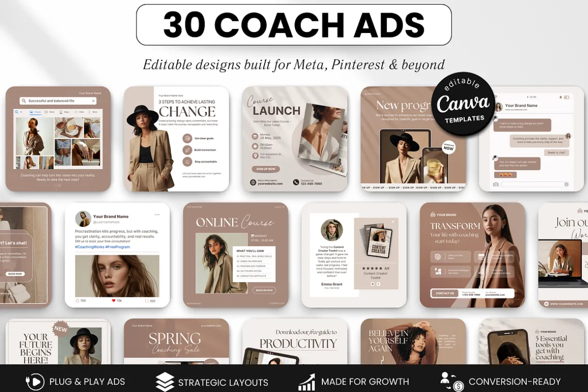 Coach Static Ad Templates Meta Beige