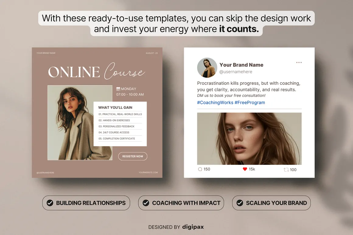 Coach Static Ad Templates Meta Beige