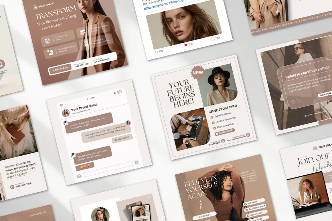 Coach Static Ad Templates Meta Beige
