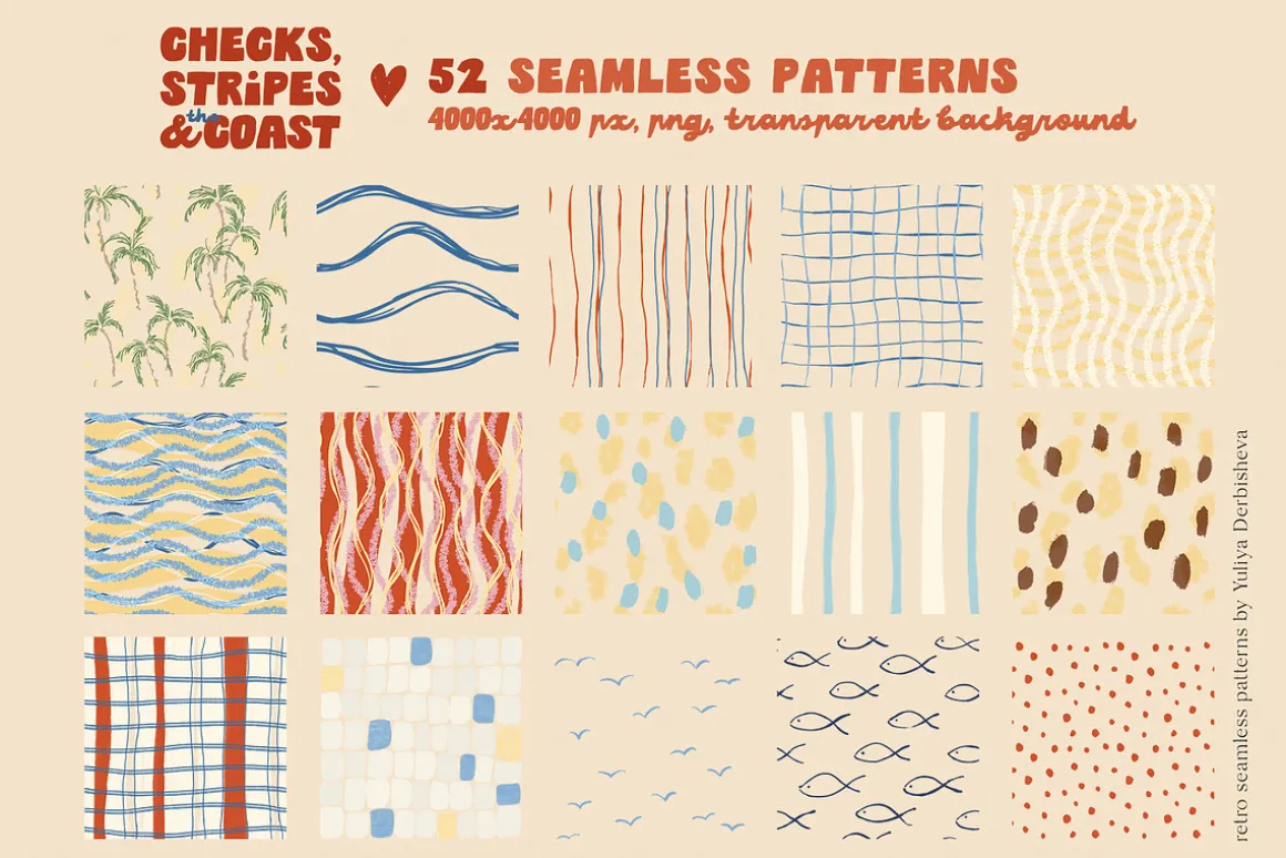 Coastal patterns Stripe Wave Retro
