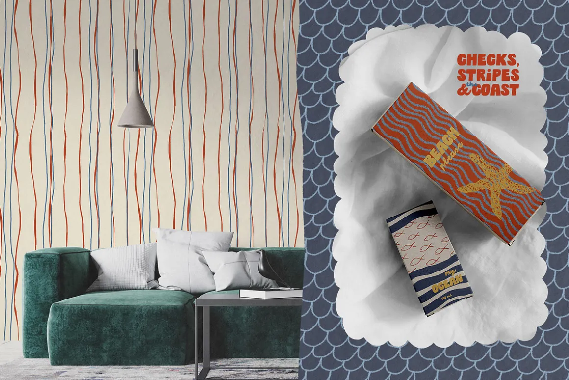 Coastal patterns Stripe Wave Retro