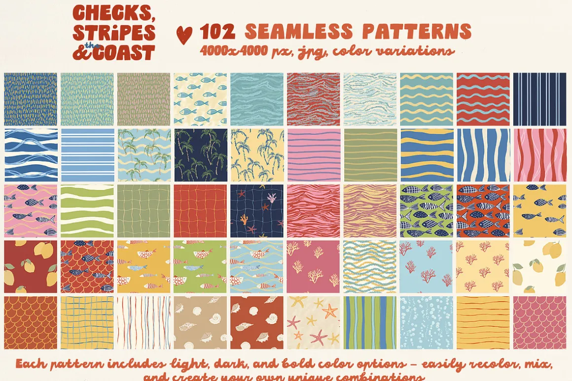 Coastal patterns Stripe Wave Retro