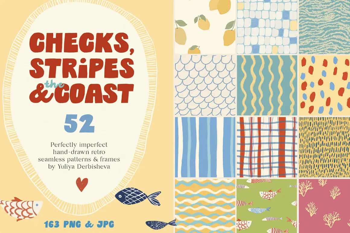 Coastal patterns Stripe Wave Retro