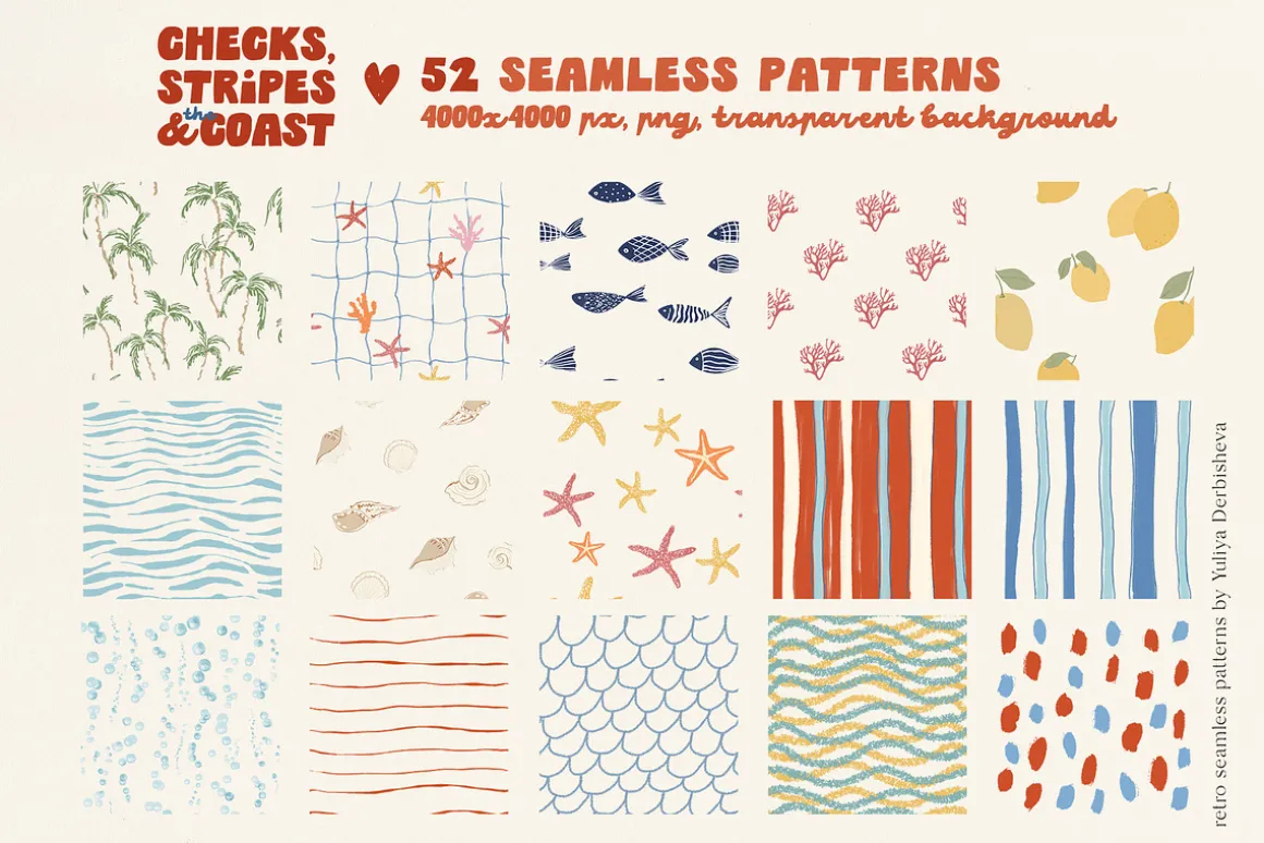 Coastal patterns Stripe Wave Retro