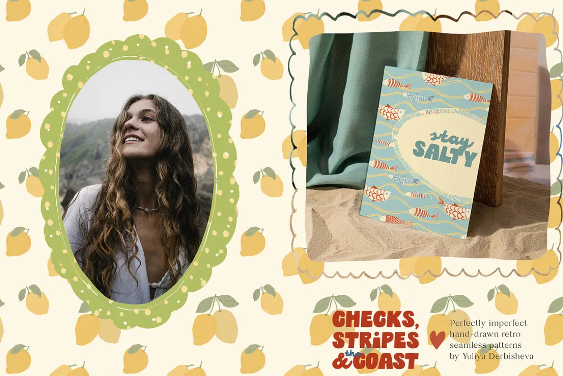 Coastal patterns Stripe Wave Retro