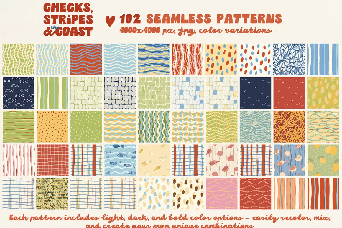 Coastal patterns Stripe Wave Retro