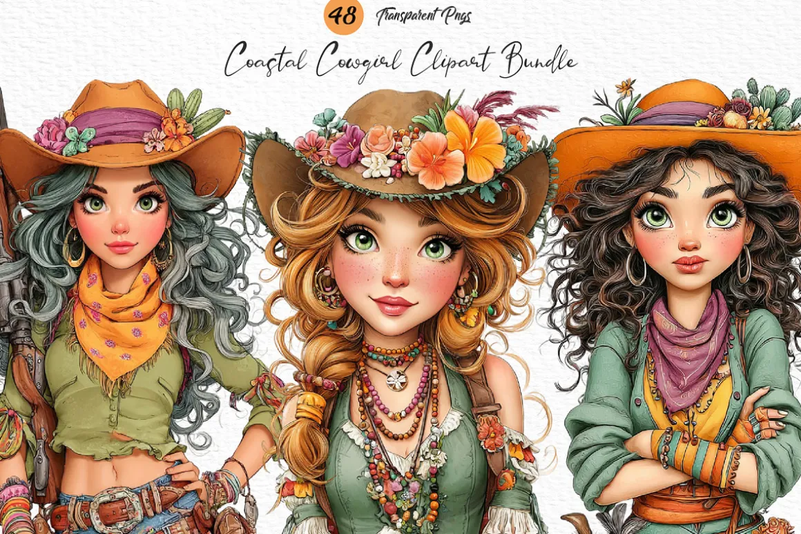 Coastal Cowgirl Clipart Bundle