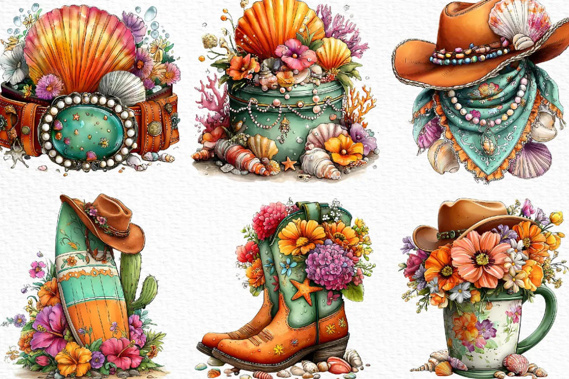 Coastal Cowgirl Clipart Bundle