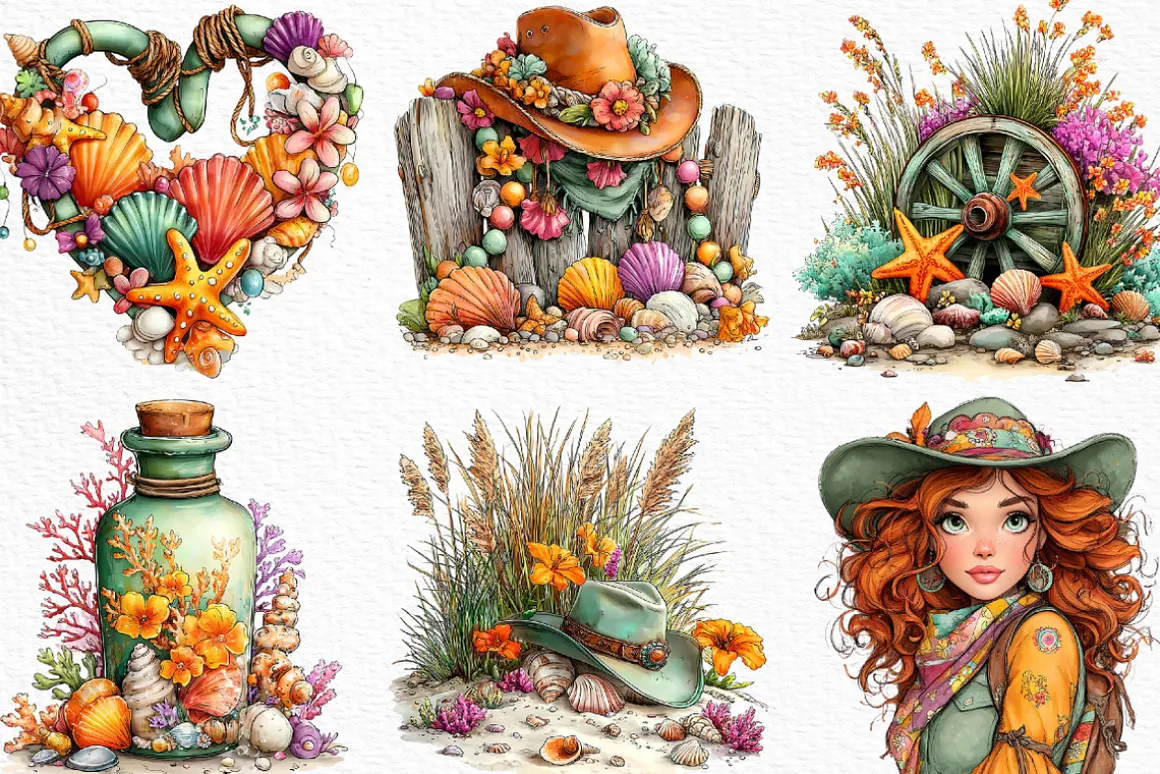 Coastal Cowgirl Clipart Bundle