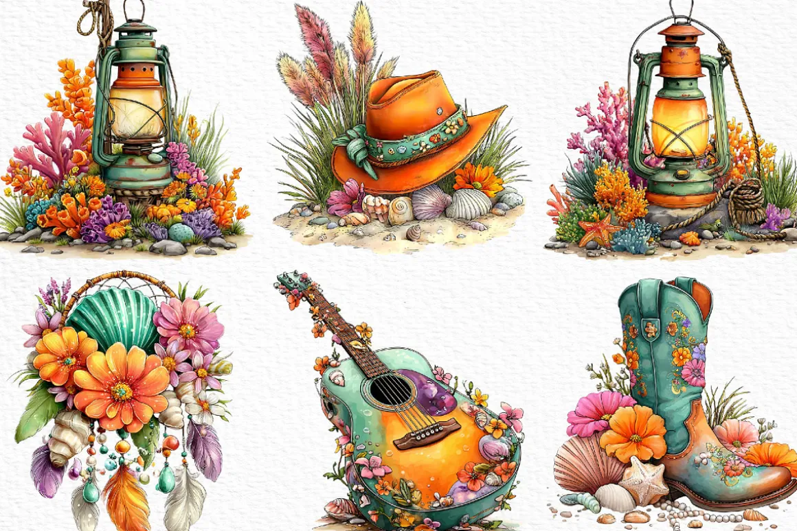 Coastal Cowgirl Clipart Bundle