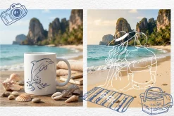 Coastal Summer Line Art