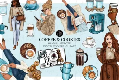 Coffee & cookies clipart bundle png