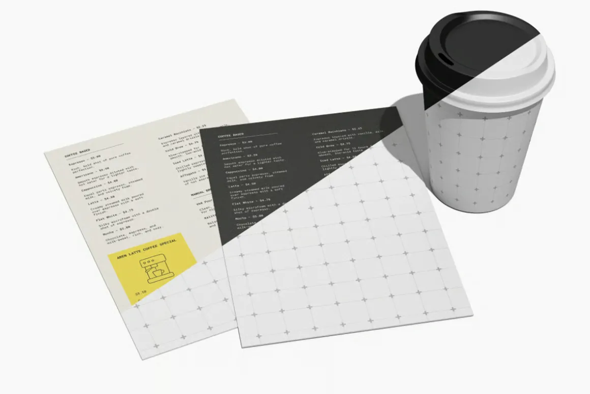 Coffee Menu & Cup Mockup Branding