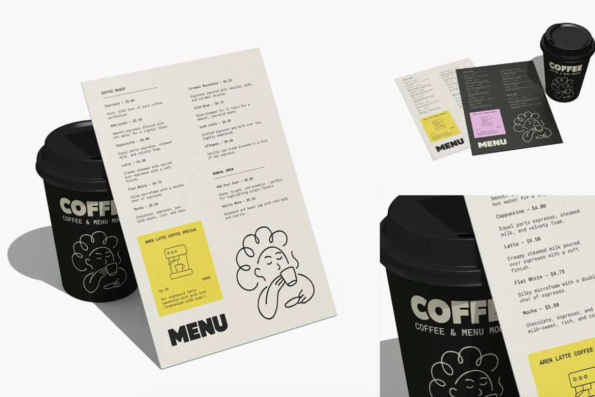 Coffee Menu & Cup Mockup Branding