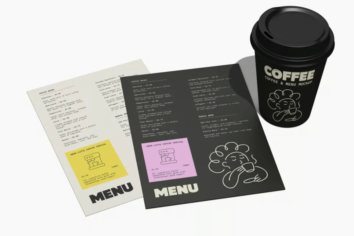 Coffee Menu & Cup Mockup Branding