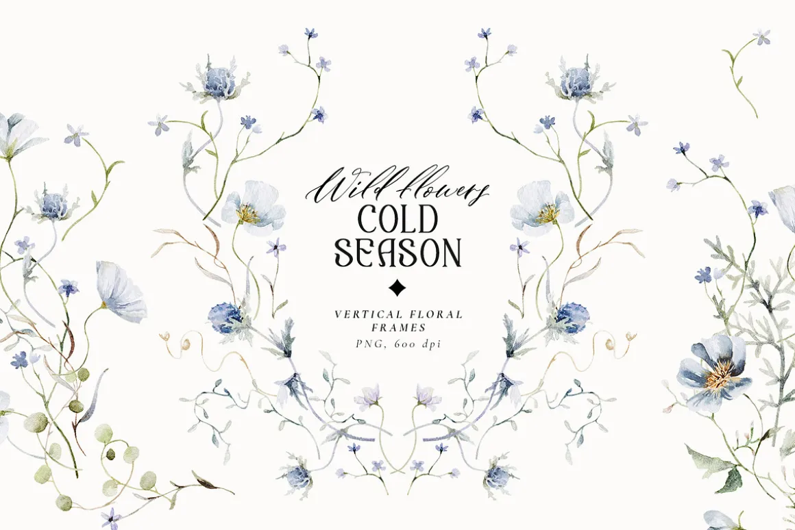 Cold season - watercolor wildflowers