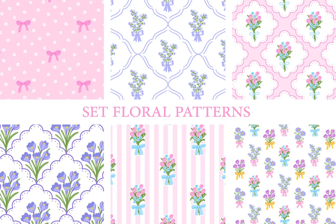Collection floral preppy patterns