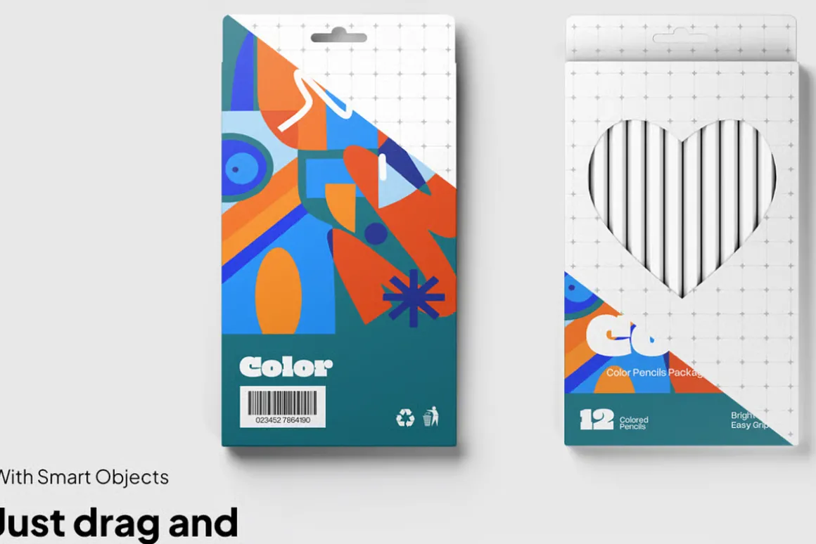 Colored Pencil Mockup Front & Side