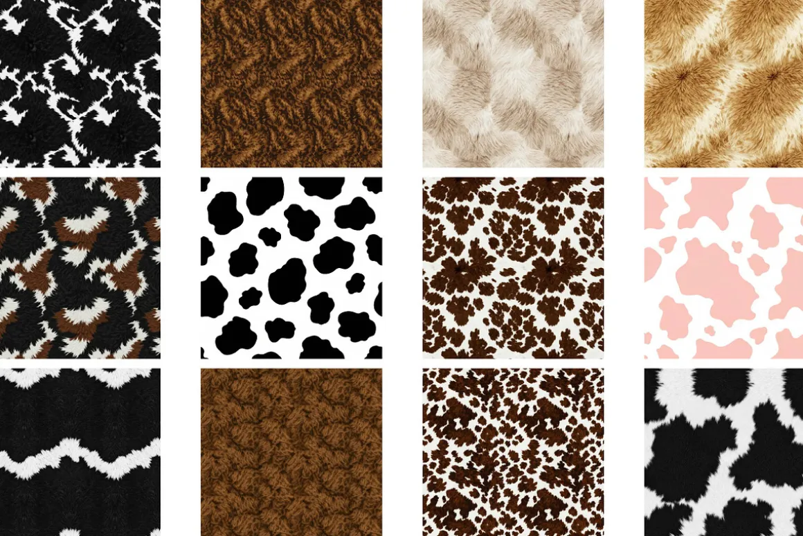Colorful Cow Print Pattern Digital