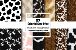 Colorful Cow Print Pattern Digital