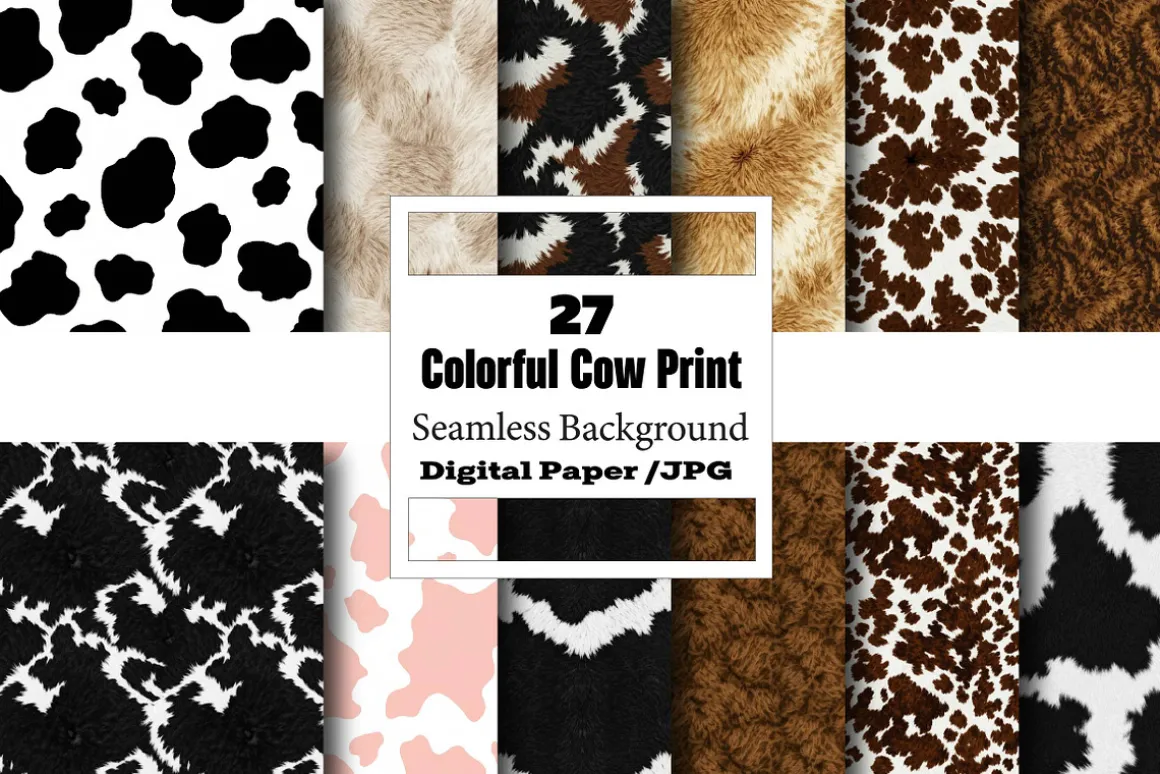 Colorful Cow Print Pattern Digital