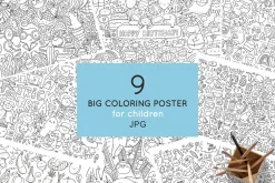 9 COLORING poster for kids