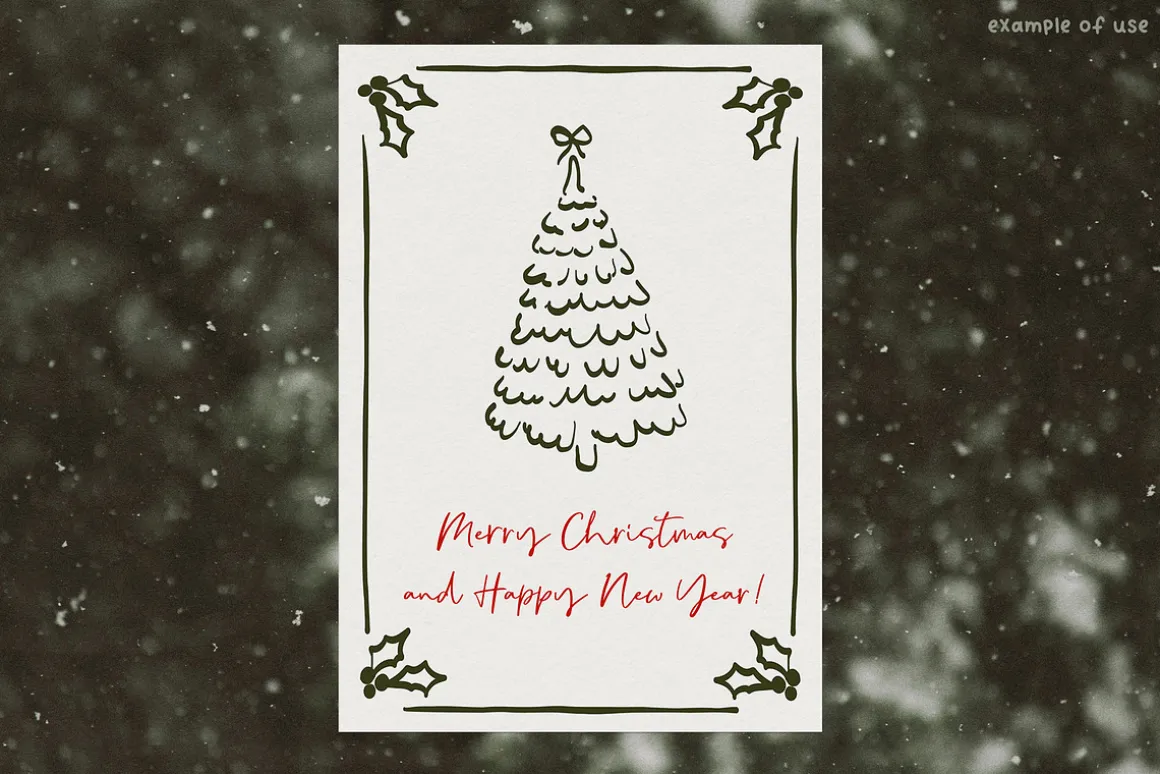Coquette Christmas hand drawn set