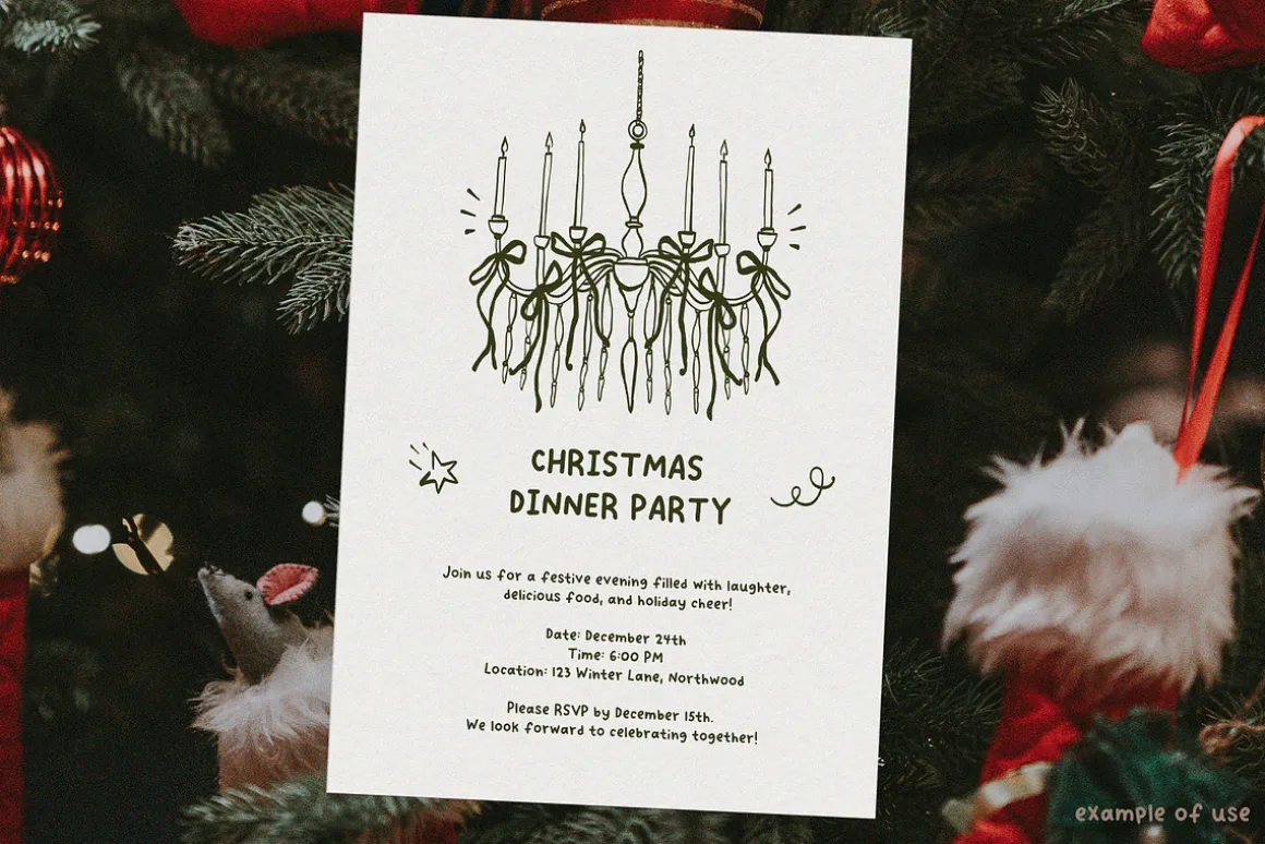 Coquette Christmas hand drawn set
