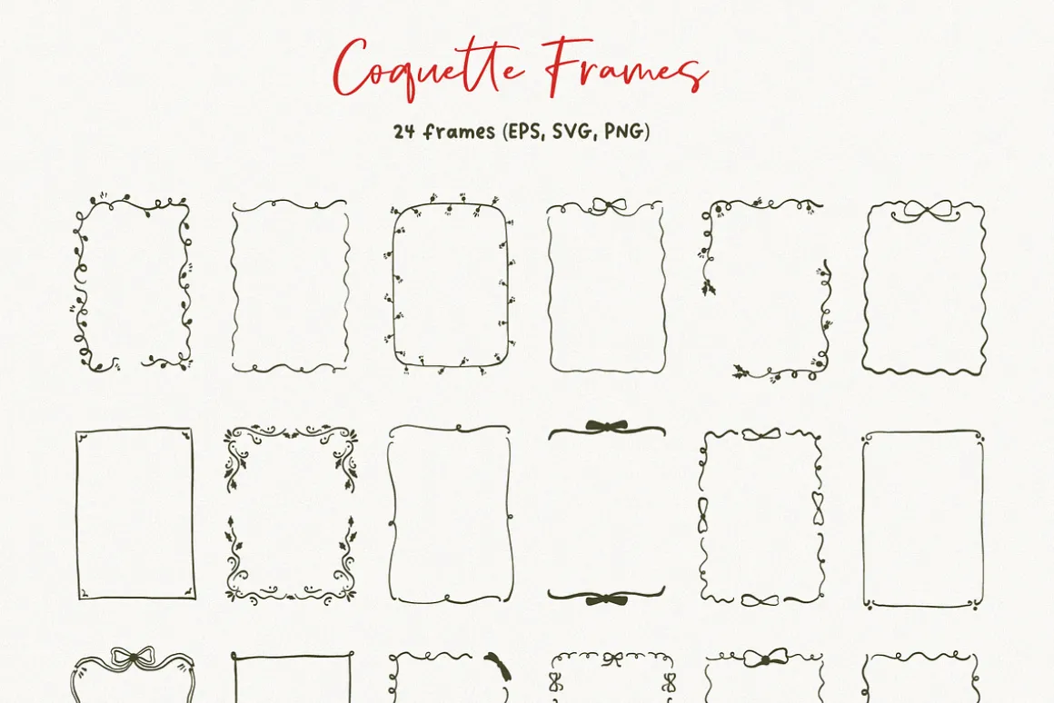 Coquette Christmas hand drawn set