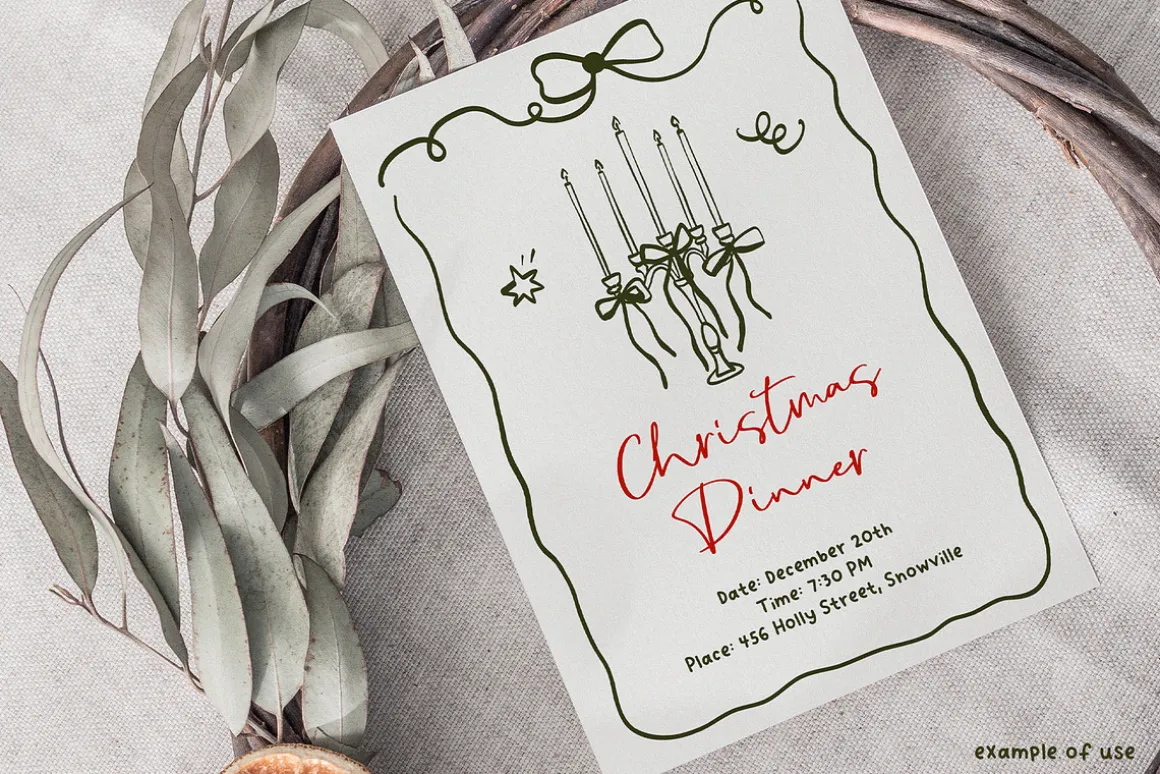 Coquette Christmas hand drawn set