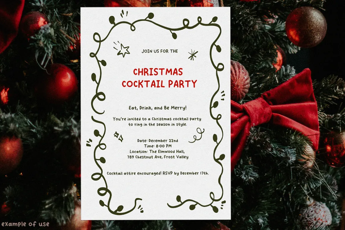 Coquette Christmas hand drawn set