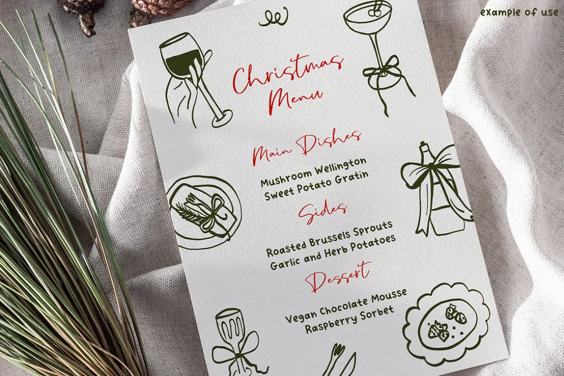 Coquette Christmas hand drawn set