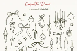 Coquette Christmas hand drawn set