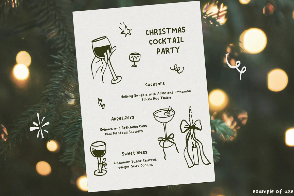 Coquette Christmas hand drawn set