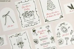 Coquette Christmas hand drawn set