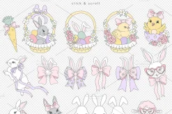 Coquette Girly Easter clipart set