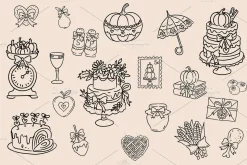 Coquette Thanksgiving Line Art