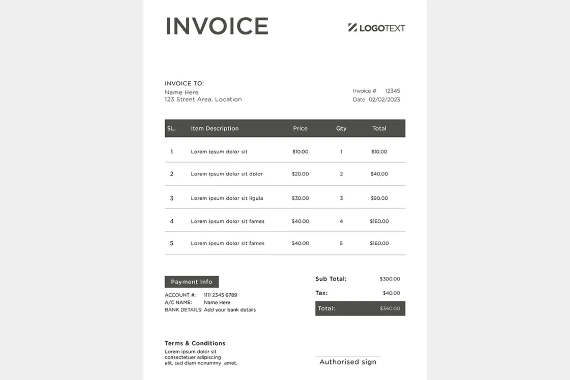 Corporate Invoice Design Template