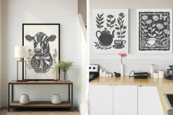 160 Cottagecore Linocut Collection
