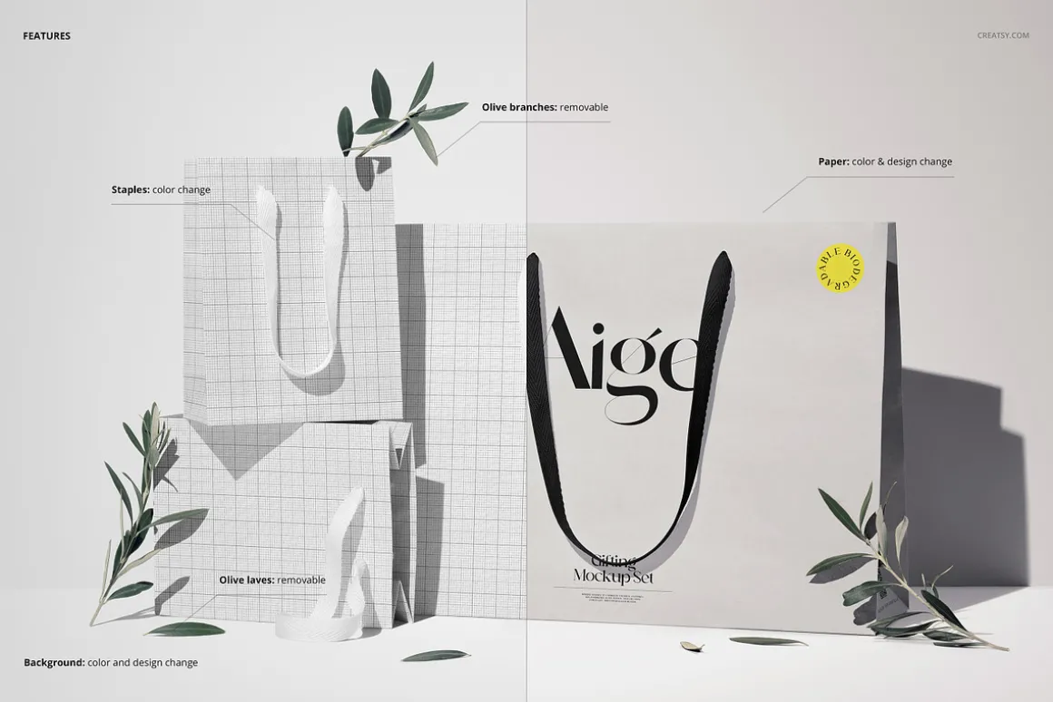 Cotton Handle Paper Gift Bag Mockup