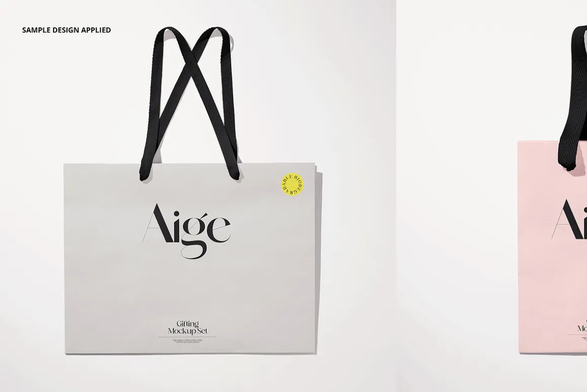 Cotton Handle Paper Gift Bag Mockup