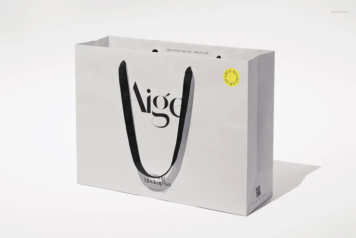 Cotton Handle Paper Gift Bag Mockup