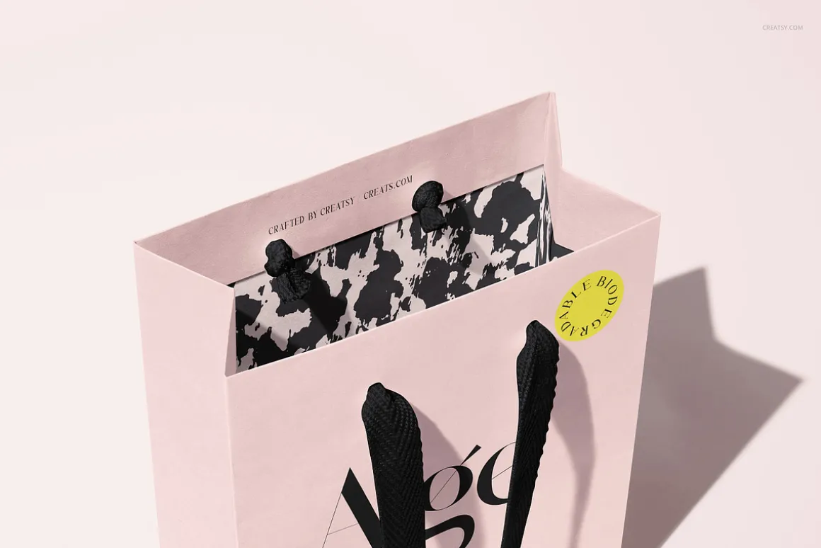 Cotton Handle Paper Gift Bag Mockup