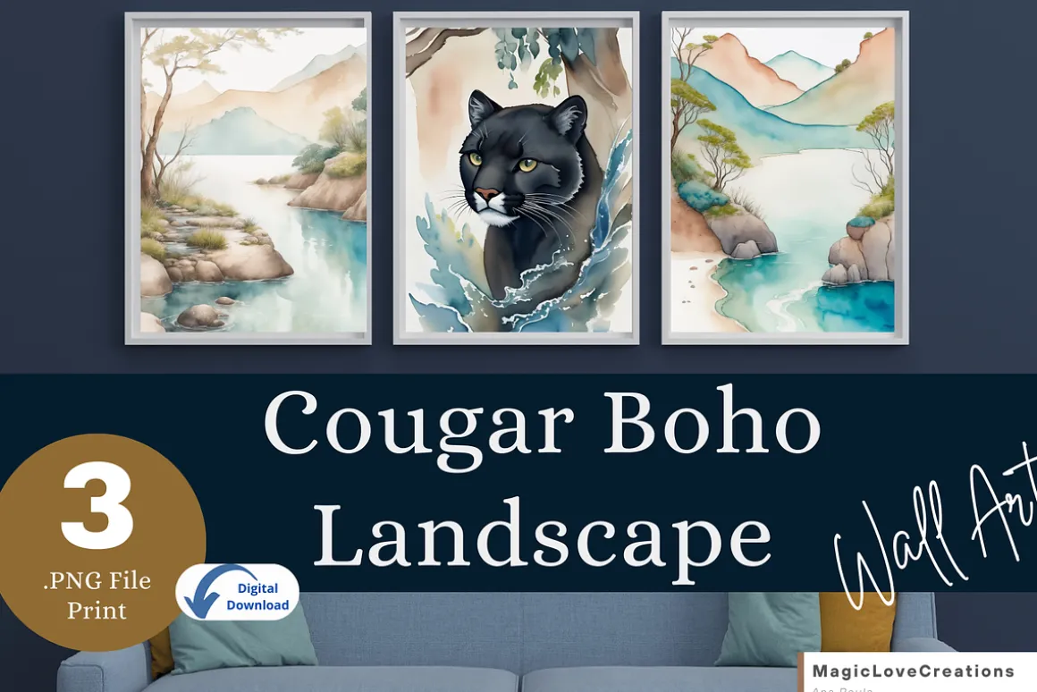 Cougar Landscape Printable Wall Art