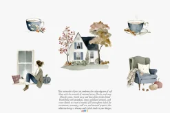 cozy autumn charm clipart set
