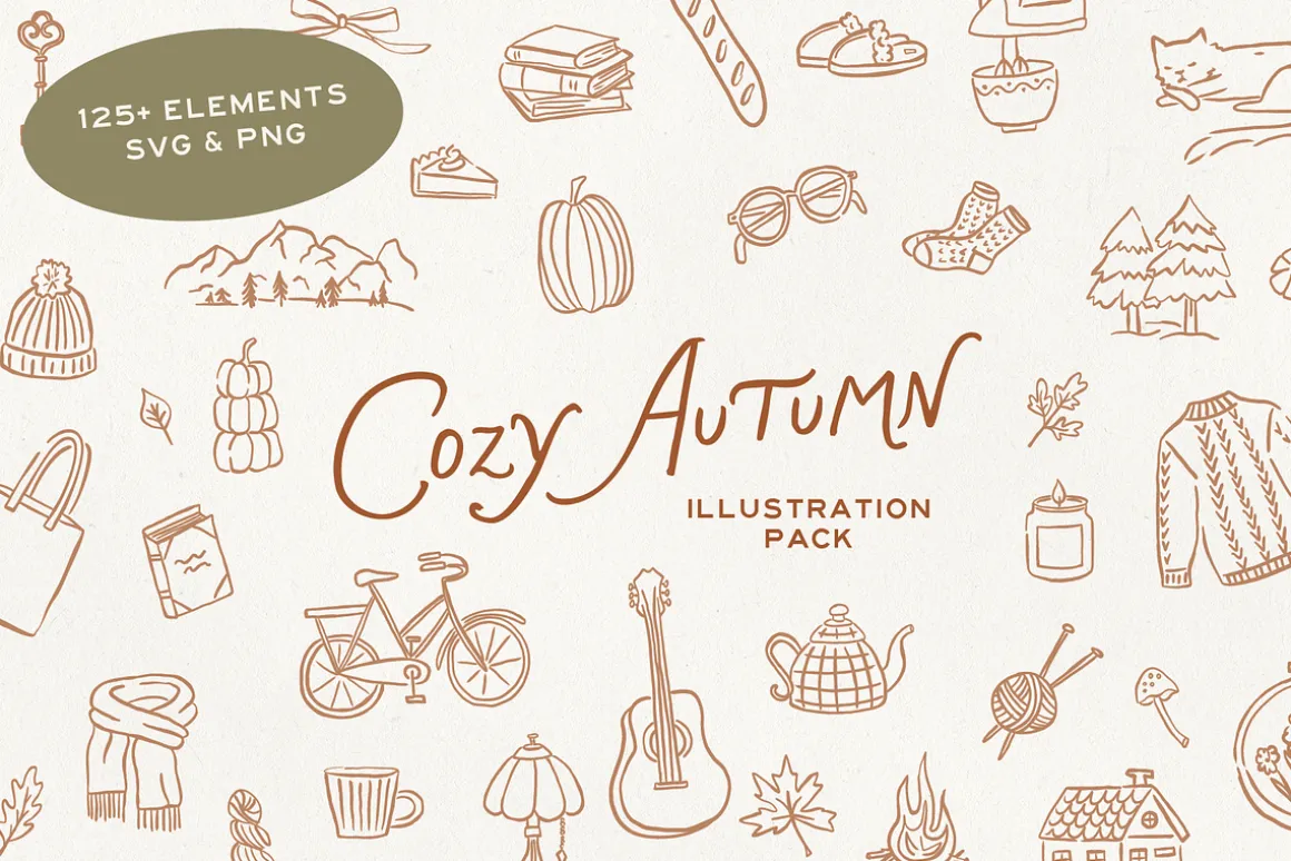 Cozy Autumn Hand Drawn SVG Elements